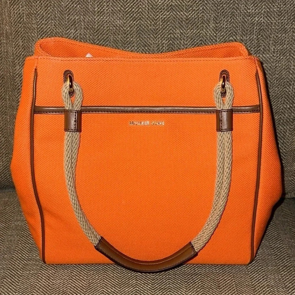 💥BLK FRI SALE NWT $258 Michael Kors Talia Apricot LG Grab Canvas Tote Purse/Bag - Picture 3 of 11